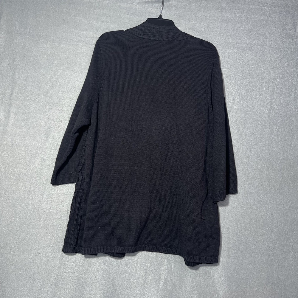 Croft & Barrow Women's 1X Plus Black Cable Knit Open Cardigan Sweater 3/4 Sleeve - Picture 7 of 7